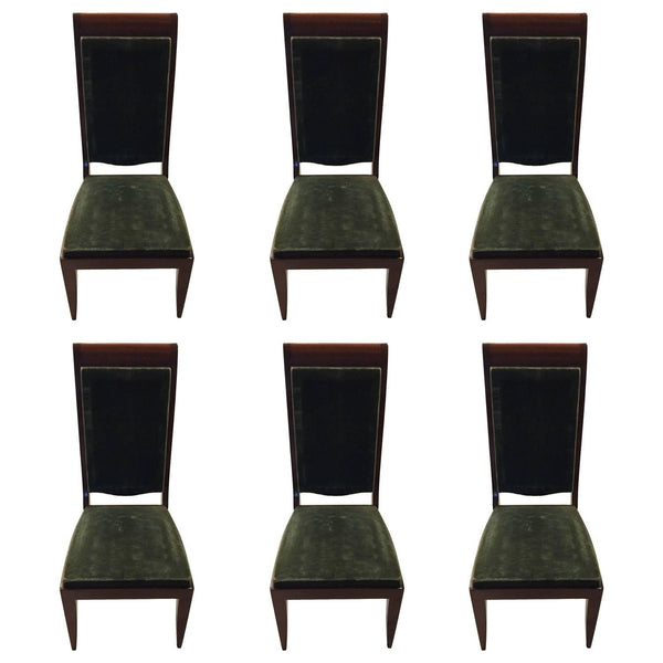 Six Gaston Poisson Attributed French Art Deco Dining Chairs