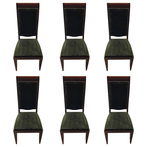 Six Gaston Poisson Attributed French Art Deco Dining Chairs
