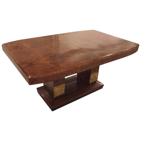 Burl Amboyna French Art Deco Dining Table