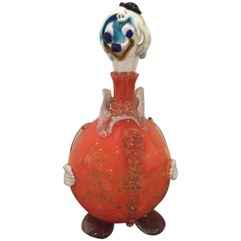 Italian Hand Blown “Murano” Glass Clown Decanter with Stopper