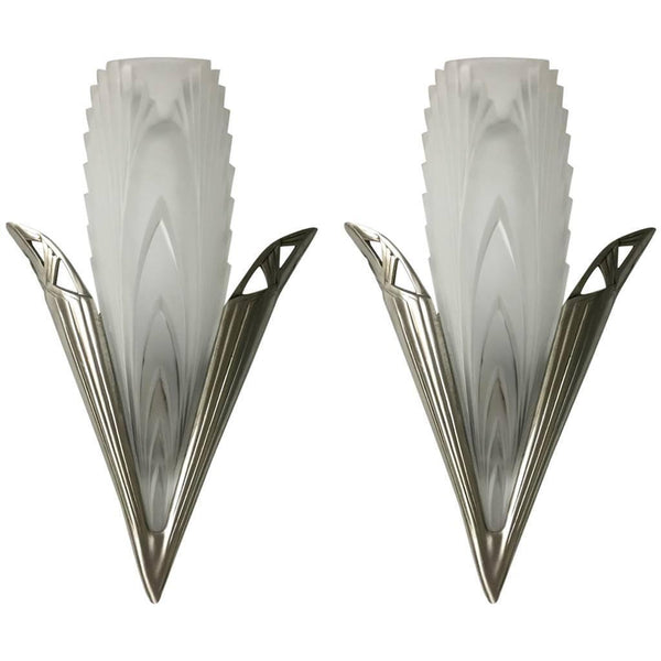 Pair of French Art Deco "Feather" Sconces