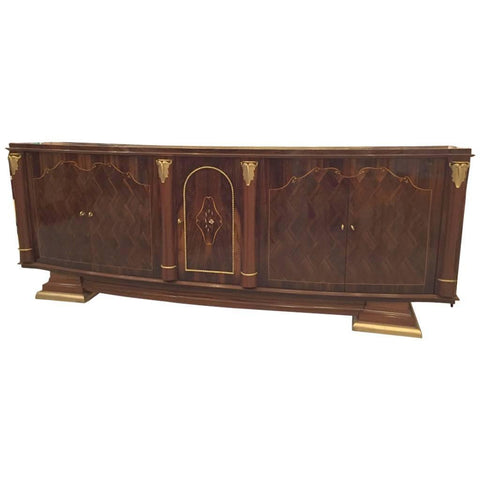 French Art Deco Walnut Five-Door Buffet