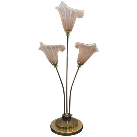 Italian Murano Handblown Calla Lilies Mid-Century Table Lamp