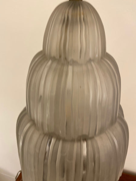 French Art Deco "Waterfall" Table Lamp Signed by Sabino