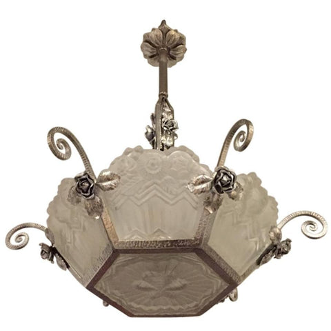 Gorgeous French Art Deco Chandelier by Jean Noverdy