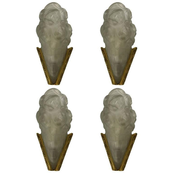 Set of Four French Art Deco Sconces Signed by Degue