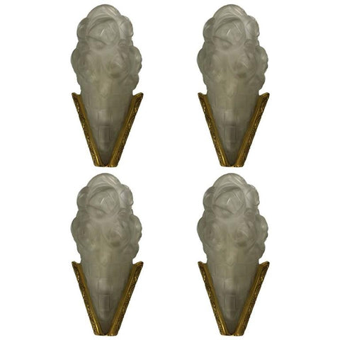 Set of Four French Art Deco Sconces Signed by Degue