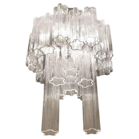 Round Mid-Century Italian Tronchi Glass Chandelier