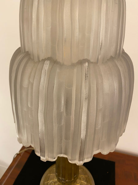 French Art Deco "Waterfall" Table Lamp Signed by Sabino