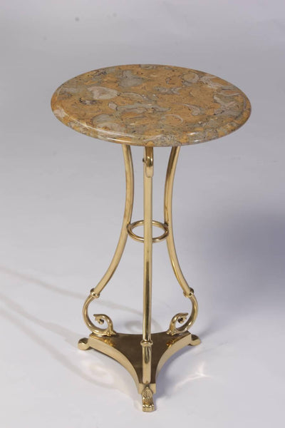 Pair of Brass Marble-Top Gueridons