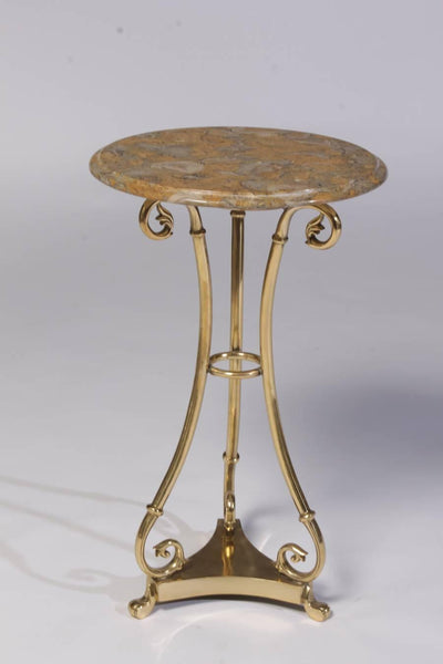 Pair of Brass Marble-Top Gueridons
