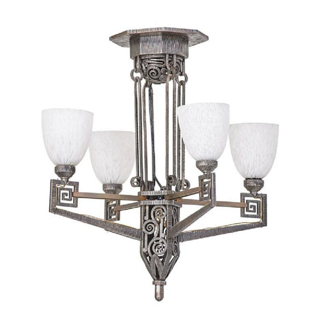 Edgar Brandt Style French Art Deco Chandelier