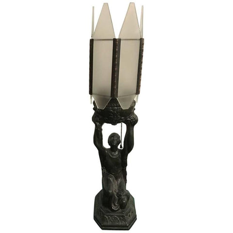Female Art Deco Table Lamp Sculpture