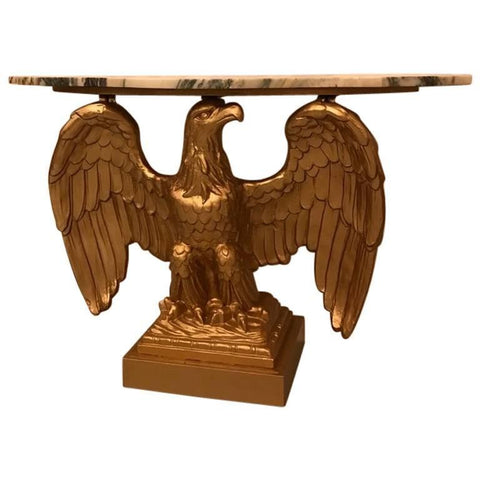 Gilt wood American Eagle Console Table With Marble Top
