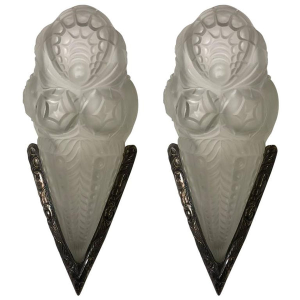 Pair of French Art Deco Sconces in the Style of Degue