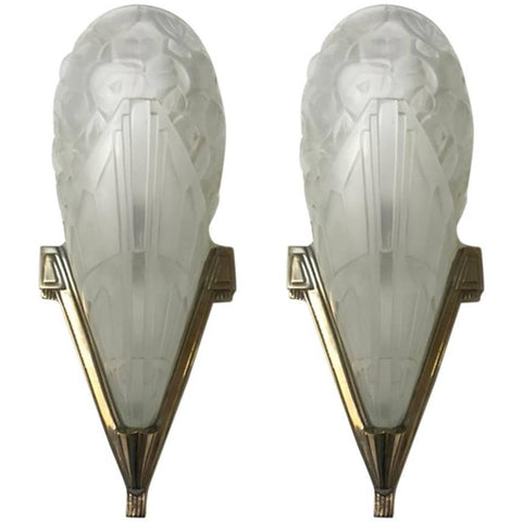 Pair of French Art Deco Wall Sconces by J Robert