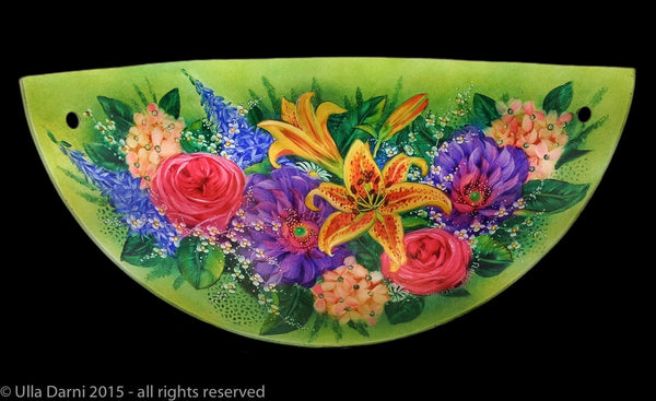 Signed Original Mikael Darni Pair of 16 x 10 inches Floral Green Sconce