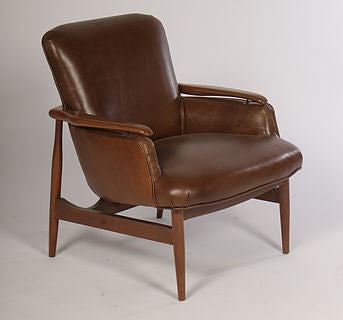 Mid century modern on sale leather club chair
