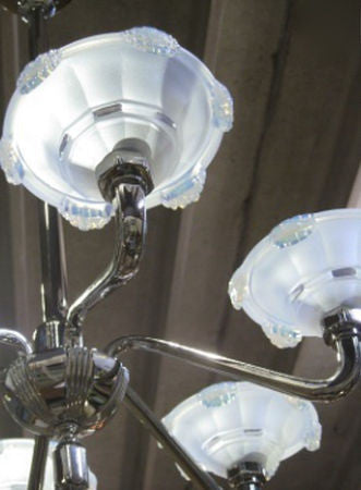 French Art Deco Opalescent Icicles Chandelier
