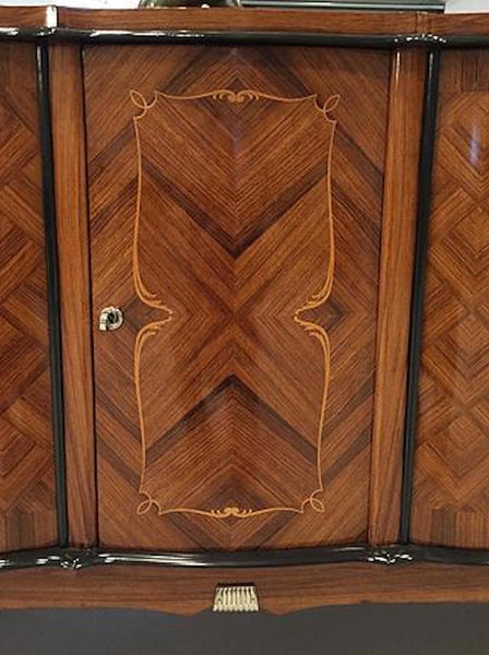 French Art Deco Rosewood Diamond Marquetry Buffet