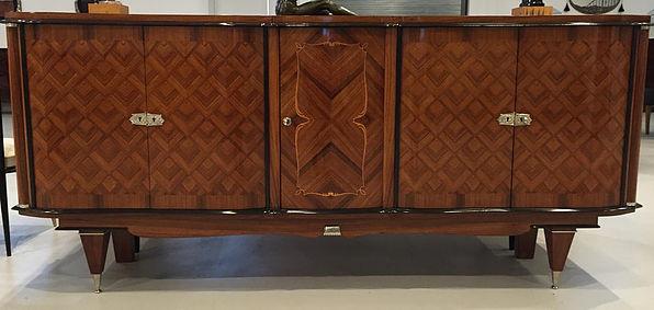 French Art Deco Rosewood Diamond Marquetry Buffet
