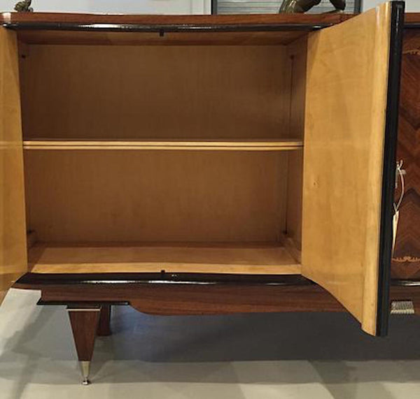 French Art Deco Rosewood Diamond Marquetry Buffet