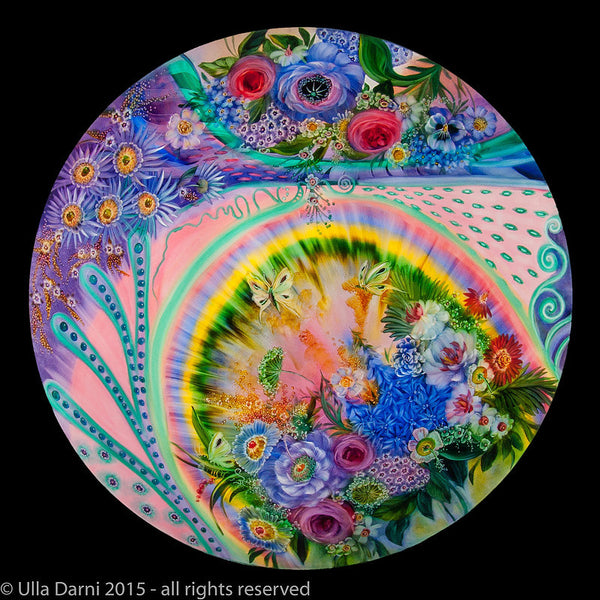 Signed original Ulla Darni 34 inch chandelier Rainbow