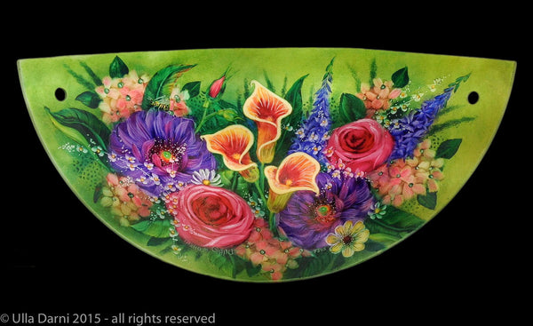 Signed Original Mikael Darni Pair of 16 x 10 inches Floral Green Sconce