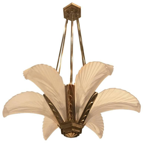 French Art Deco "Feather" Chandelier