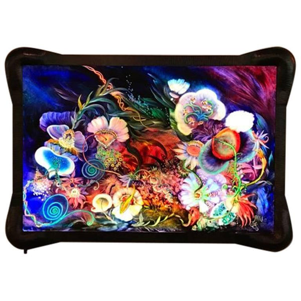 Signed Original Ulla Darni Illuminating Flat Glass Painting "Han and Hanini"