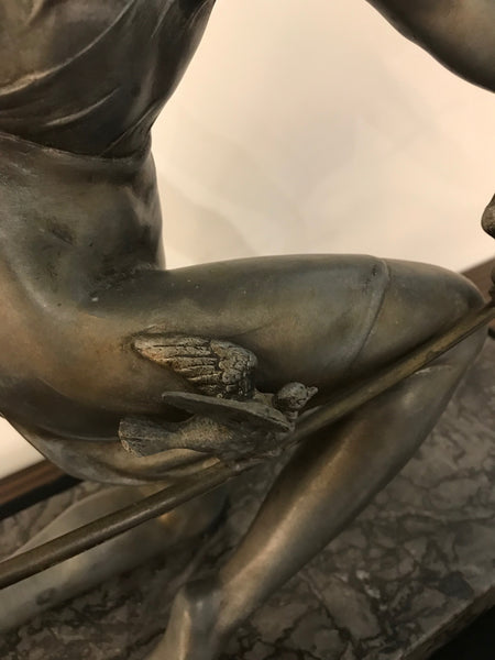 French Art Deco Female Sculpture on Marble