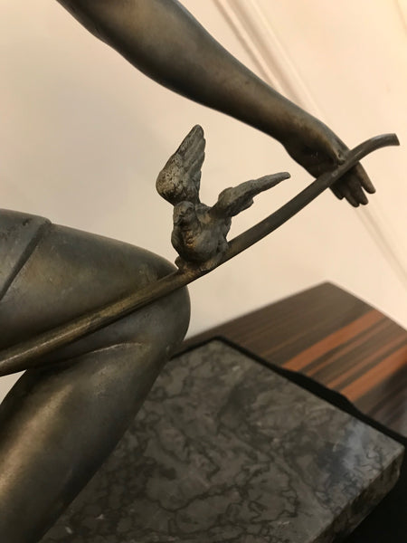 French Art Deco Female Sculpture on Marble