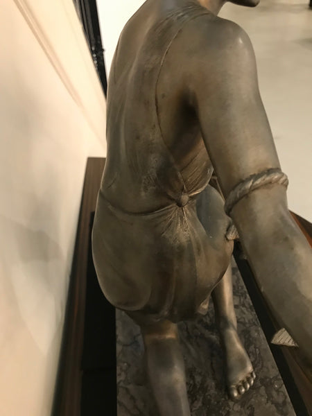French Art Deco Female Sculpture on Marble