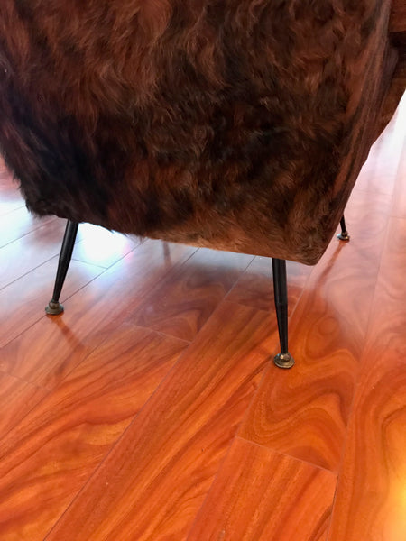 Pair of Italian Mid-Century Modern Club Chairs Covered in Cowhide