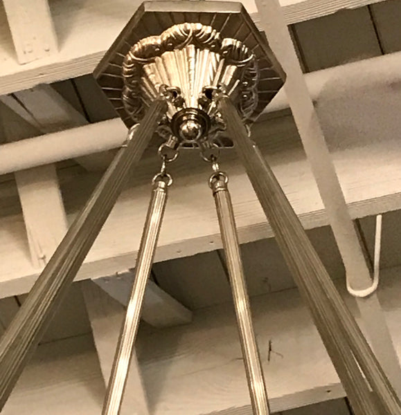 French Art Deco Hexagonal Chandelier by Schneider