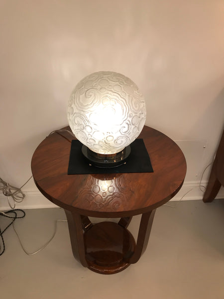 French Art Deco Table Lamp by Sabino with Geometric Motif