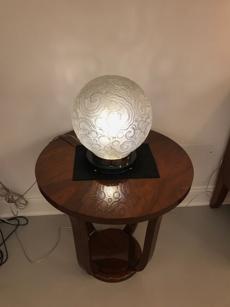 French Art Deco Table Lamp by Sabino with Geometric Motif