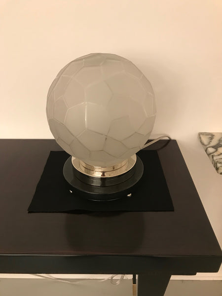 French Art Deco Table Lamp by Genet et Michon with Geometric Motif