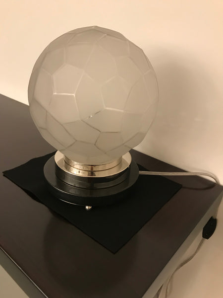 French Art Deco Table Lamp by Genet et Michon with Geometric Motif