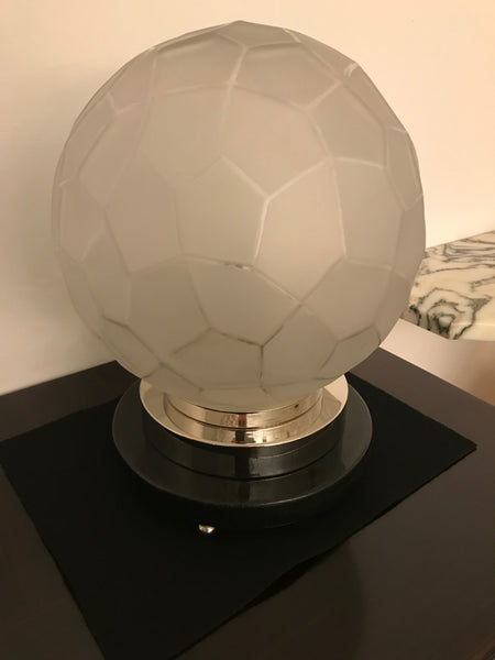 French Art Deco Table Lamp by Genet et Michon with Geometric Motif