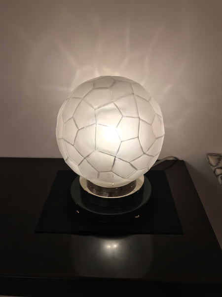 French Art Deco Table Lamp by Genet et Michon with Geometric Motif