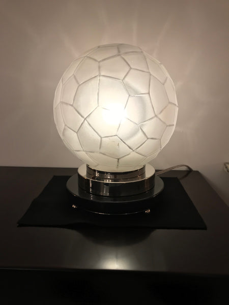 French Art Deco Table Lamp by Genet et Michon with Geometric Motif