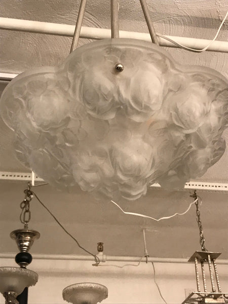 French Art Deco Floral Chandelier Signed by Verdun