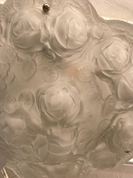 French Art Deco Floral Chandelier Signed by Verdun