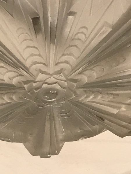 French Art Deco Geometric Chandelier Signed by Muller Frères Luneville