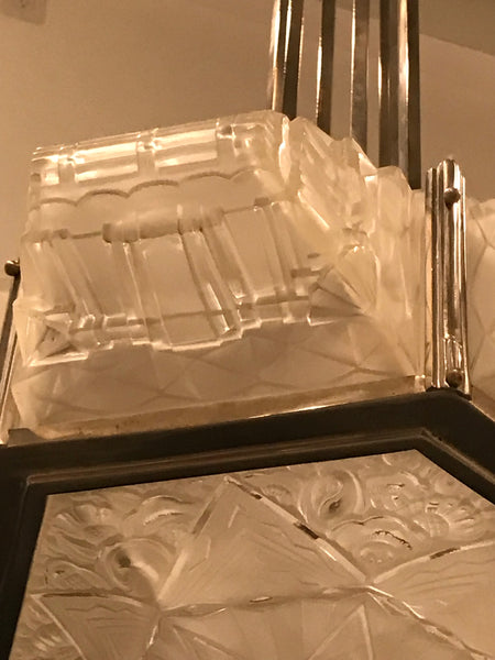 French Art Deco Pendant Chandelier by Hanots