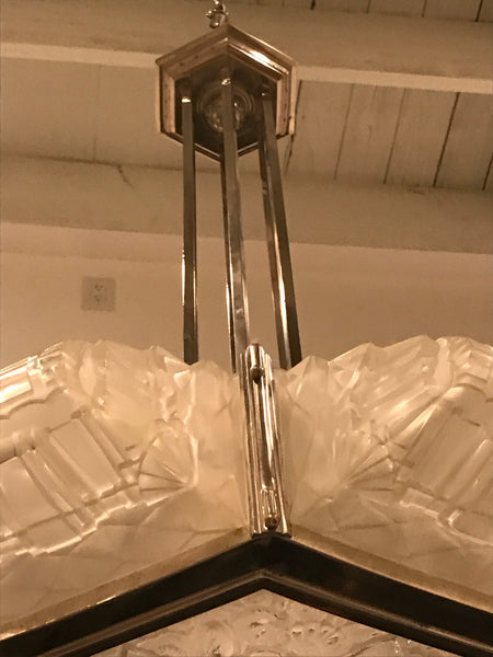 French Art Deco Pendant Chandelier by Hanots