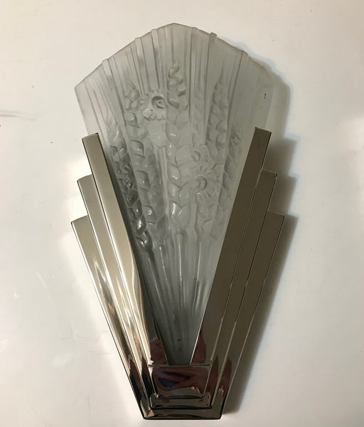 Pair of French Art Deco Skyscraper Floral Sconces