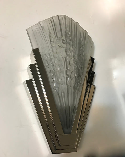 Pair of French Art Deco Skyscraper Floral Sconces