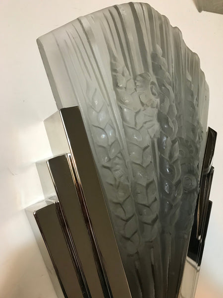 Pair of French Art Deco Skyscraper Floral Sconces